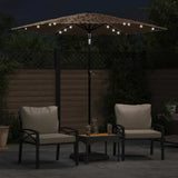 Garden Parasol with LEDs and Steel Pole Brown 223x223x213 cm 4005119