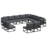 Garden Sofa Set with Cushion 12 pcs Black Aluminium 3378928