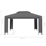 ZNTS Gazebo with LED String Lights Anthracite 3x4 m 3070300