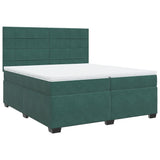 Box Spring Bed with Mattress Dark Green 200x200 cm Velvet 3291005