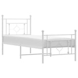 Metal Bed Frame without Mattress with Footboard White 75x190cm 374396