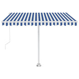 Manual Retractable Awning with LED 350x250 cm Blue and White 3069521