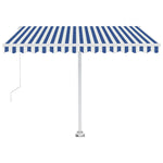 ZNTS Freestanding Manual Retractable Awning 350x250 cm Blue/White 3069516