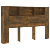 Headboard Cabinet Smoked Oak Engineered Wood 160x18.5x104.5 cm 817273
