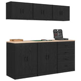 Garage Cabinets 6 pcs Black Engineered Wood 3328342