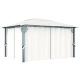 ZNTS Gazebo with Curtain&LED String Lights 4x3 m Cream Aluminium 3070335