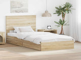 Storage Bed with Drawer Sonoma Oak 100 x 200 cm Engineered Wood 3409582