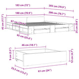 Bed Frame with Drawers without Mattress Black 180x200 cm Super King 3280728