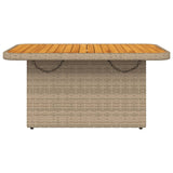 Garden Table Beige 90x55x71 cm Poly Rattan and Acacia Wood 368277