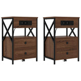Bedside Cabinet 2 pcs Brown Oak 40 x 31 x 60 cm Engineered Wood 859469