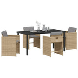 Garden Dining Set with Cushion 5 pcs Beige Poly Rattan 3379998