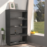 Book Cabinet/Room Divider Grey 80x35x135 cm Solid Pinewood 810891
