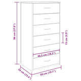 Sideboard with 6 Drawers Old Wood 50x34x96 cm Engineered Wood 855890