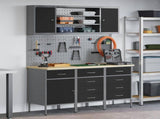 Work Cabinet 7 pcs Black and Grey Engineered Wood and Steel 3321448