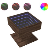 Coffee Table with LED Brown Oak 50x50x45 cm Engineered Wood 847531