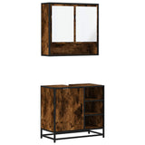 2 Piece Bathroom Furniture Set Smoked Oak Engineered Wood 3300937