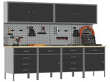 Work Cabinet with Drawer 10 pcs Black Engineered Wood and Steel 3321488