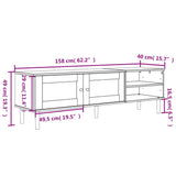 TV Cabinet SENJA Rattan Look Black 158x40x49cm Solid Wood Pine 358045