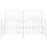 Metal Bed Frame without Mattress with Footboard White 135x190cm 373855