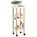 3-tier Trolley White 38x38x82 cm Engineered Wood&Solid Wood Pine 345600