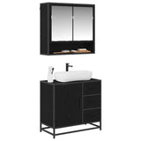 Bathroom Furniture Set 2 pcs Black Oak Engineered Wood 3402508