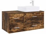 Bathroom Furniture Set 2 pcs Smoked Oak Engineered Wood 3403980