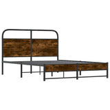 Bed Frame Without Mattress 135x190 cm Smoked Oak Engineered Wood 4100373