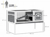 Wooden Rabbit Hutch, Guinea Pig Cage, with Removable Tray, Openable Roof, Grey T3398P375159
