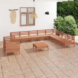 ZNTS 11 Piece Garden Lounge Set Solid Wood Pine Honey Brown 3083202