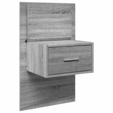 ZNTS Wall-mounted Bedside Cabinet with LED Lights Grey Sonoma 848167