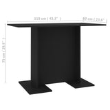 ZNTS Dining Table Black 110x60x75 cm Engineered Wood 800244