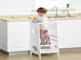 Toddler Step Stool Kids Adjustable Standing Tower with Safety Rail for Kitchen Counter White T3398P379040