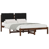 Bed Frame with Upholstered Headboard Dark Brown and Black 904170