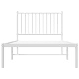 Metal Bed Frame without Mattress with Headboard White 90x190cm 350923
