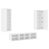 5 Piece TV Wall Units White Engineered Wood 3216539