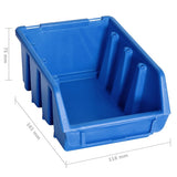 128 Piece Storage Bin Kit with Wall Panels Blue and Black 150808