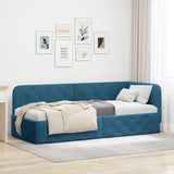 Corner Bed Frame with Headboard Blue 80 x 200 cm Velvet 42016512