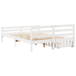 ZNTS Bed Frame without Mattress White 140x200 cm Solid Wood Pine 3301611