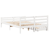 ZNTS Bed Frame without Mattress White 140x200 cm Solid Wood Pine 3301611