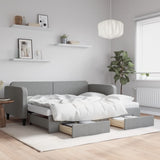 Daybed with Trundle and Drawers Light Grey 90x190 cm Fabric 3196891
