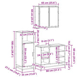3 Piece Bathroom Furniture Set Grey Sonoma Engineered Wood 3300973