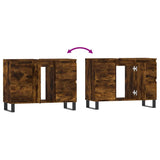 Bathroom Cabinet Smoked Oak 80x33x60 cm Engineered Wood 831665