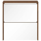 Shoe Cabinet with Mirror 2-Layer Brown Oak 63x17x67 cm 342634