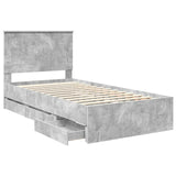 Bed Frame with Drawer Concrete Grey 100 x 200 cm Engineer Wood 3411148