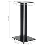 Speaker Stands 2 pcs Tempered Glass 2 Pillars Design Black 50673