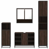 4 Piece Bathroom Furniture Set Brown Oak Engineered Wood 3301244