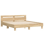 ZNTS Bed Frame with LED without Mattress Sonoma Oak 160x200 cm 3207534