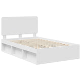 Bed Frame with Headboard White 135 x 190 cm Solid Pine Wood 3412497