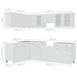 11 Piece Kitchen Cabinet Set Lyon" White Engineered Wood 3067664