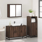 ZNTS 3 Piece Bathroom Furniture Set Brown Oak Engineered Wood 3300954